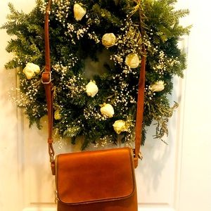 Cognac Crossbody with zippers and pockets galore!